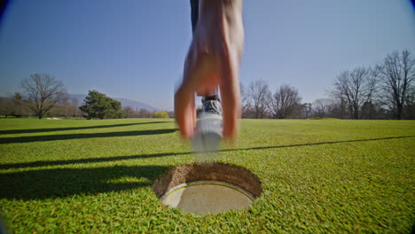 young golfer playing on a sunny spring day in switzerland, showcasing precise chipping, putting, bunker, and approach shots. perfect for sports, lifestyle, and outdoor themes.