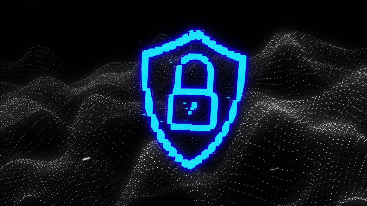 animación de candado y puntos sobre fondo negro