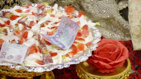 shot of new zealand cash used as dowry in a wedding