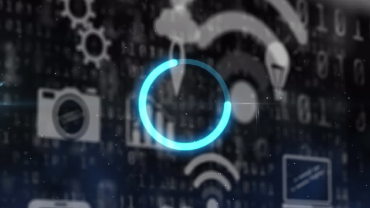 Animation of data loading ring on black background