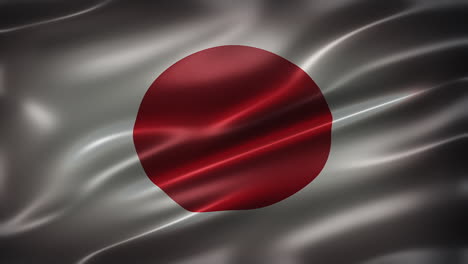 flag of japan, full frame, front view, flapping in the wind, realistic with a cinematic look and feel, and elegant silky texture