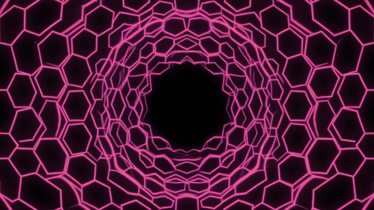 Animazione astratta di tunnel esagonale rosa