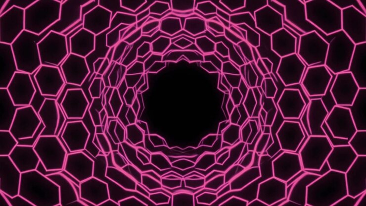 Animação de Túnel Hexagonal Rosa Abstrato
