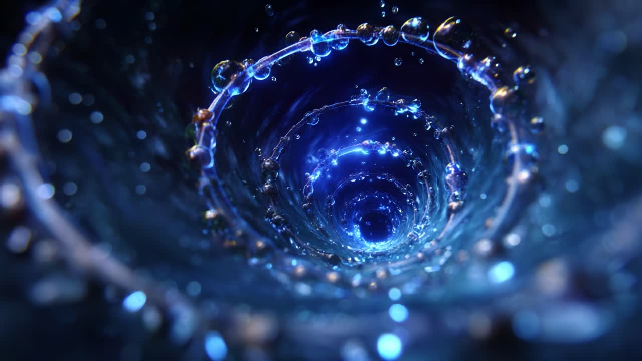 Captivating Blue Whirlpools of Light and Water: A Mesmerizing Journey Through Undulating Depths and Bubbles of Energy in a Radiant Liquid Environment
