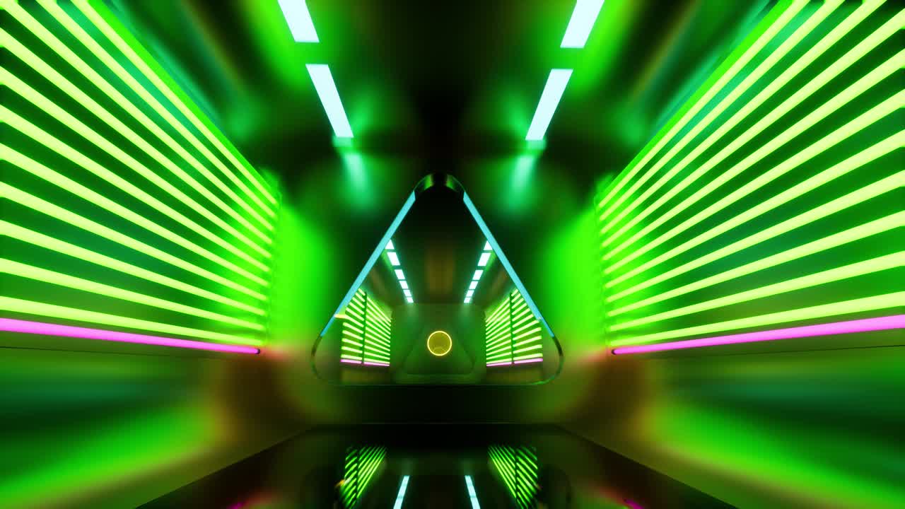 corridoio futuristico a neon concetto di progettazione digitale tecnologia tunnel luminoso 4k