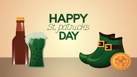 st patricks day animated card with beers and boots