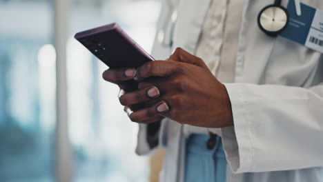 Closeup,-hands-and-doctor-with-a-smartphone