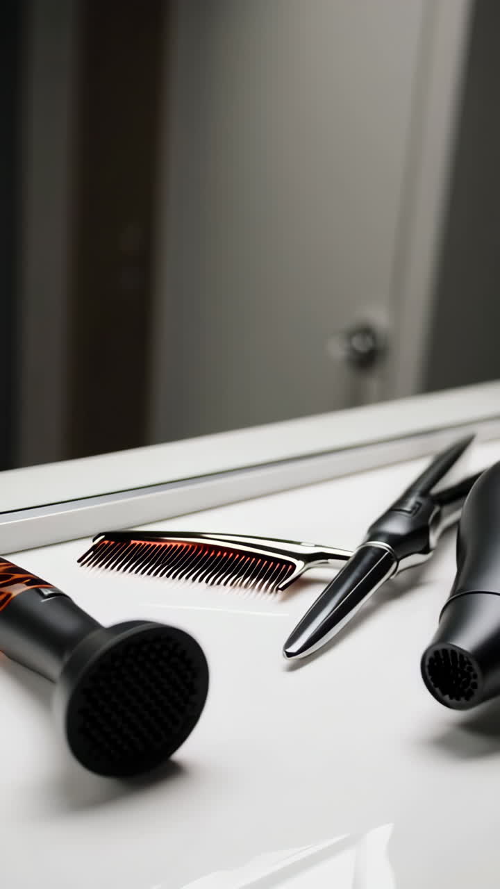Modern Black Hair Dryer on Countertop