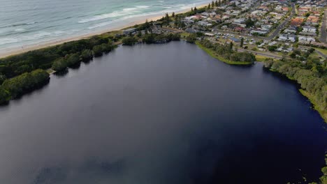 calm blue lake ainsworth -seaside -ti tree lake -nsw australia -aerial