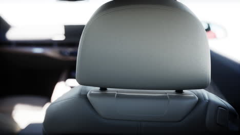 close-up of a car headrest