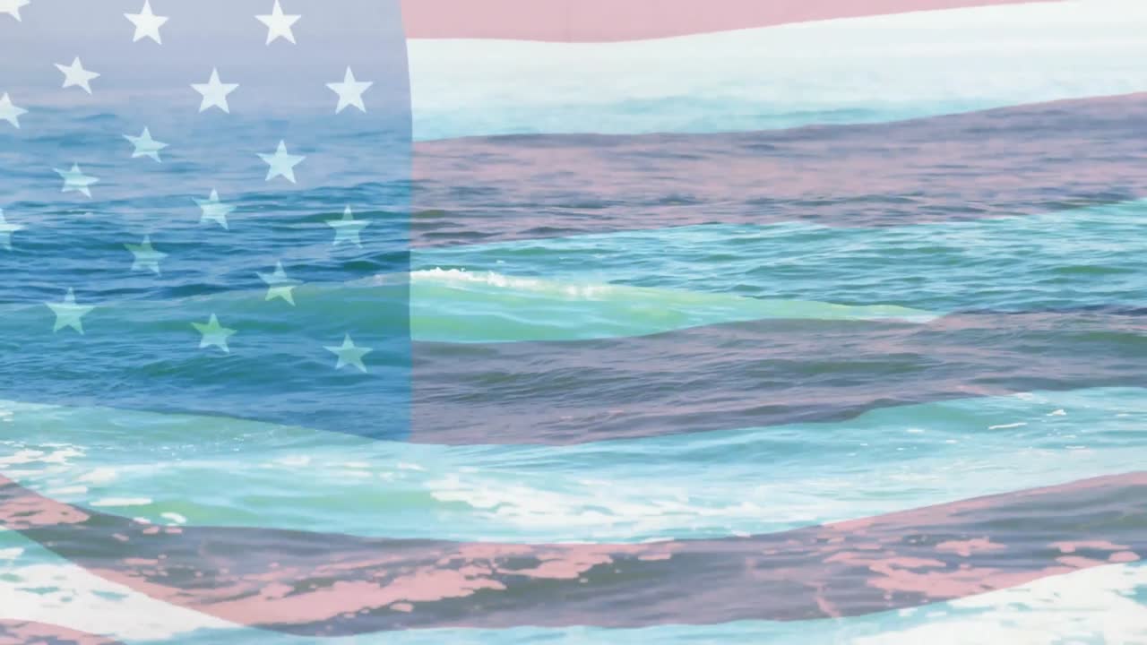 바다의 파도에 대항하여 우리  ⁇ 발을 흔드는 디지털 구성