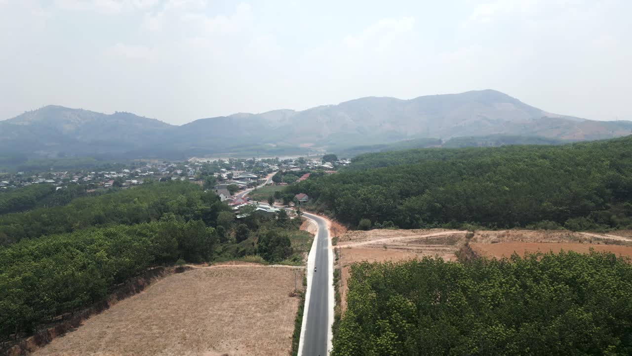 Aerial View of a Road Through a Rural Landscape