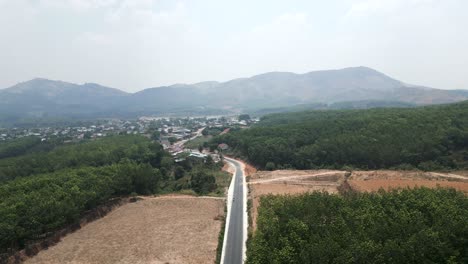aerial view of a road through a rural landscape