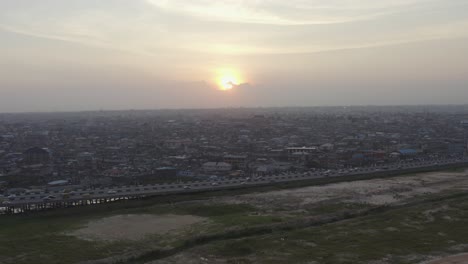 town at dusk nigeria drone 02