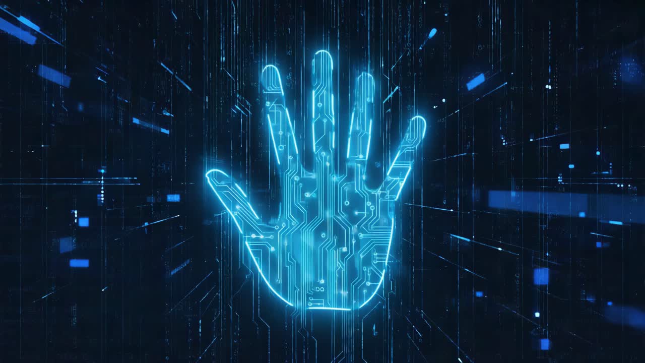 Digital hand technology concept