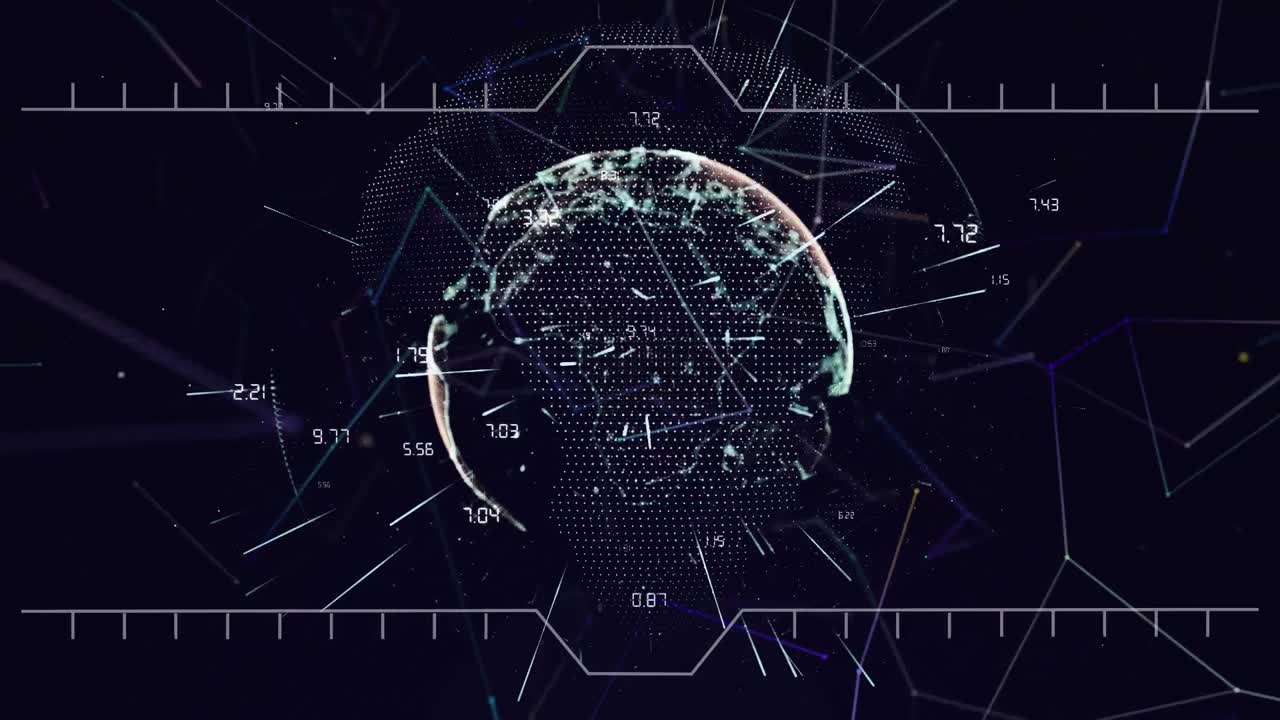 Network of connections against globe spinning