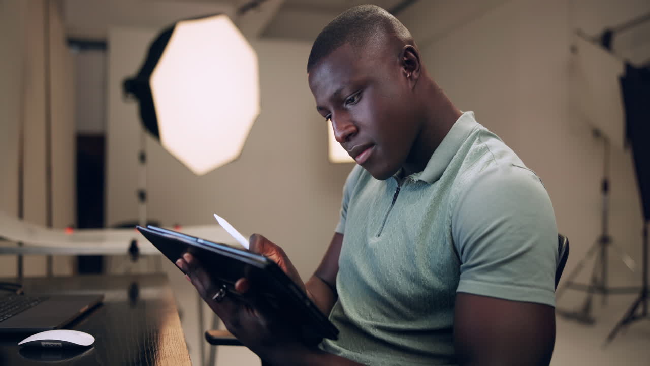 Man using a tablet in a studio