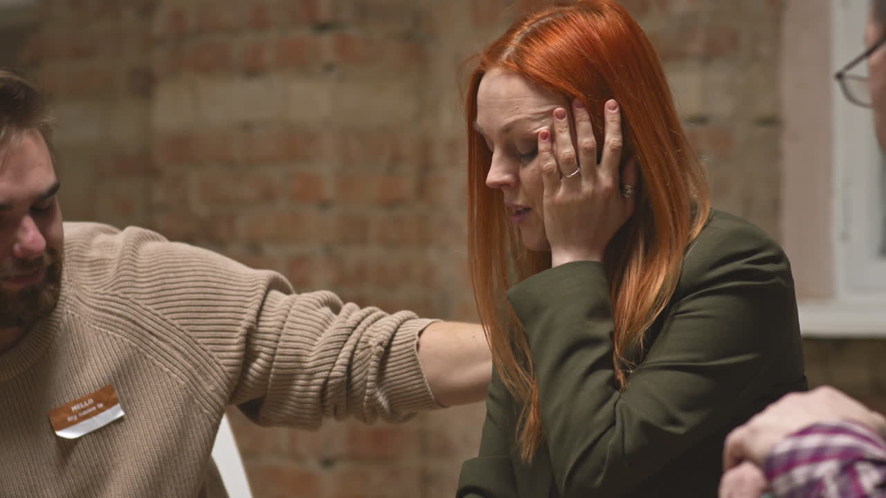 Anxious Woman at Group Therapy Session