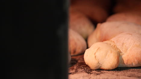panadería - pan de masa fermentada horneado dentro del horno caliente