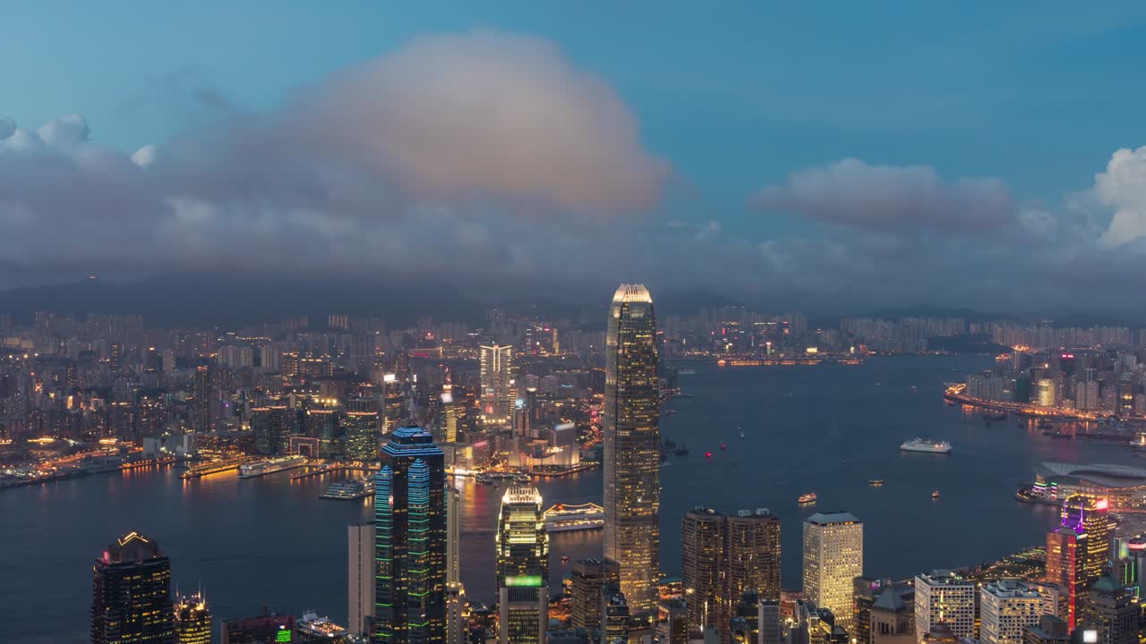 홍콩 타임 스: 홍콩 스카이 라인 (hong kong skyline) - 유명한 피크 (peak) 에서 낮부터 밤까지