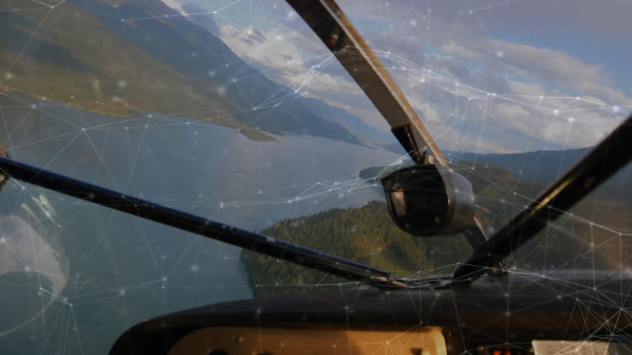 비행기 위의 연결 네트워크의 애니메이션