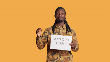 African-american-job-recruiter-showing-papers-for-workforce