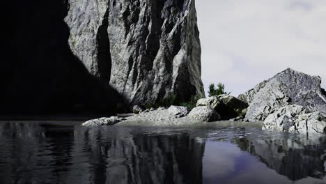 serene mountain reflection at tranquil lake on a cloudy day