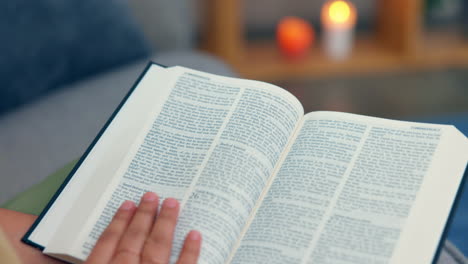 closeup, hands and bible for christian faith