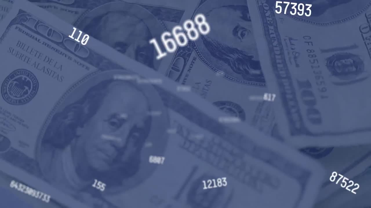 animación de números decrecientes sobre dólares