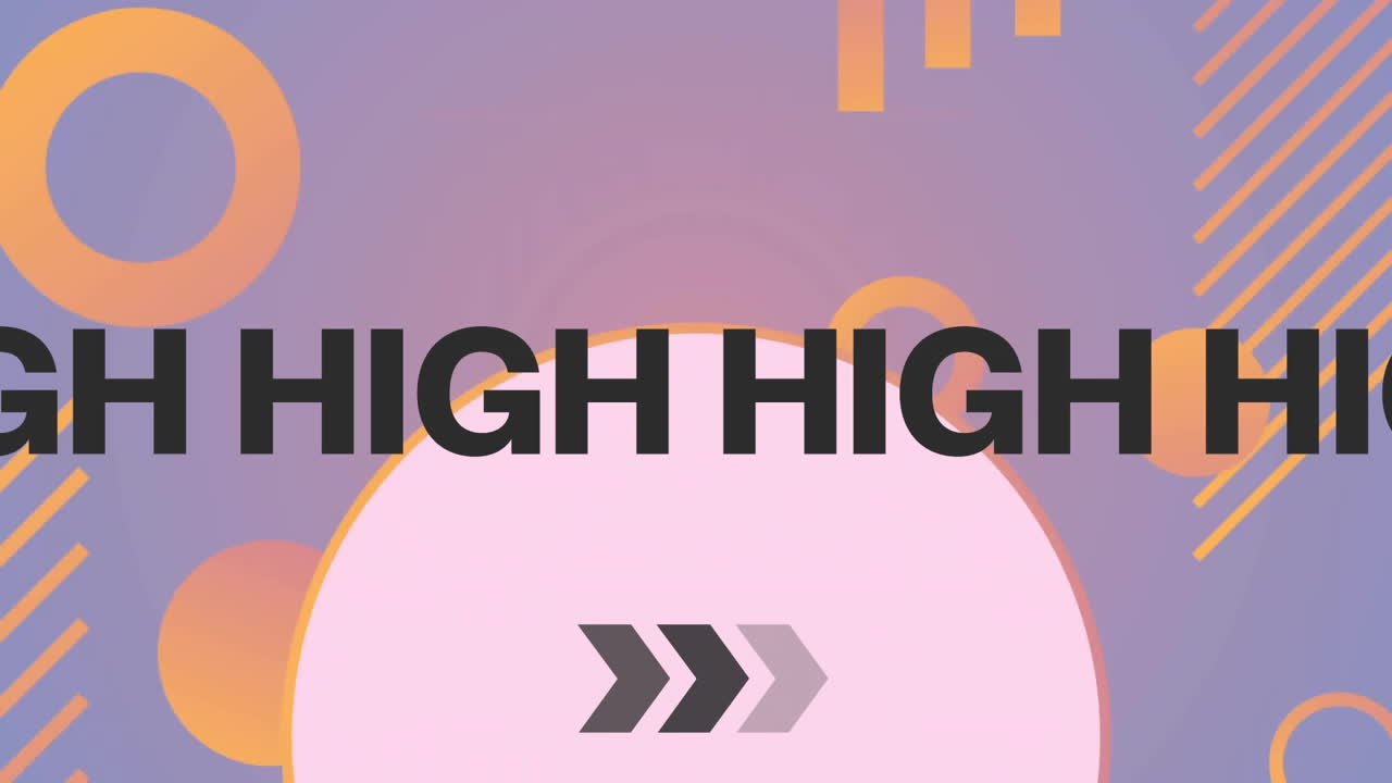 High score text animation over geometric shapes on purple background