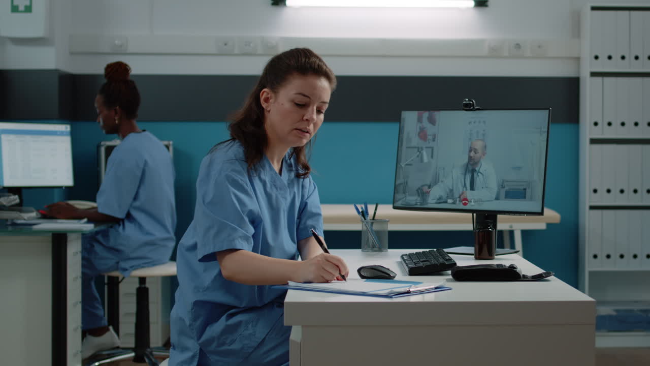 Healthcare professionals using telemedicine for consultations