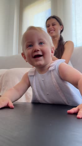 baby crawling and playing