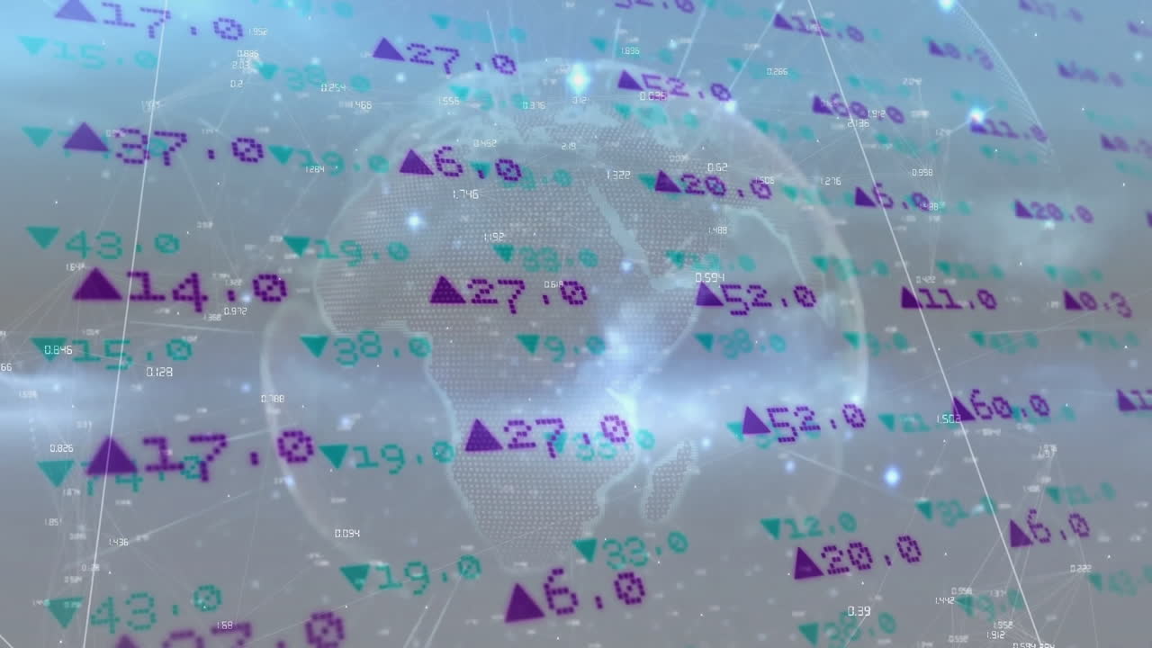 animación del procesamiento de datos financieros en todo el mundo