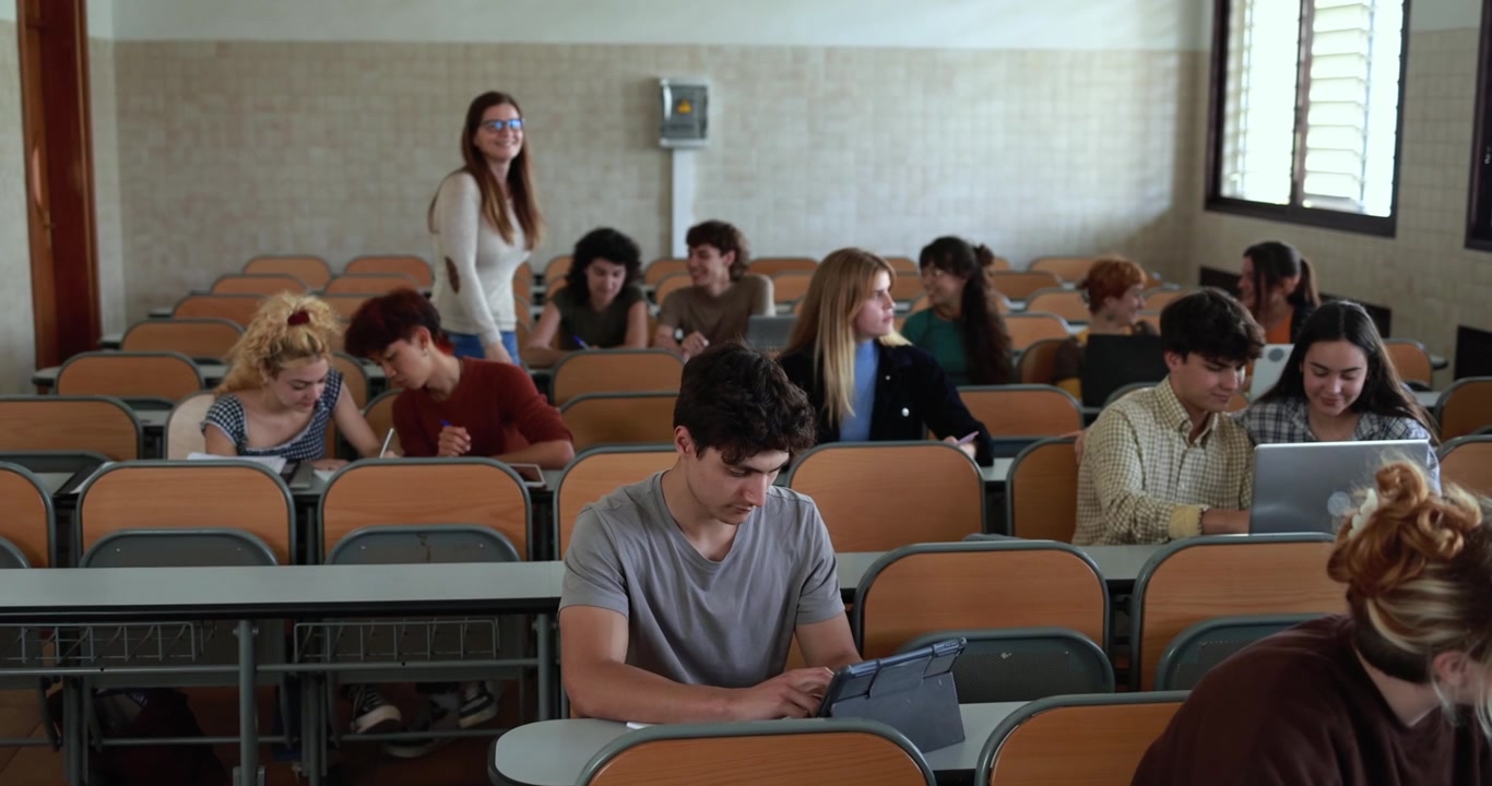Students Studying in a University Lecture Hall