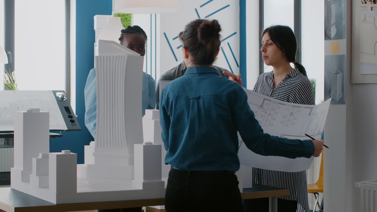 Architects collaborating on a building project