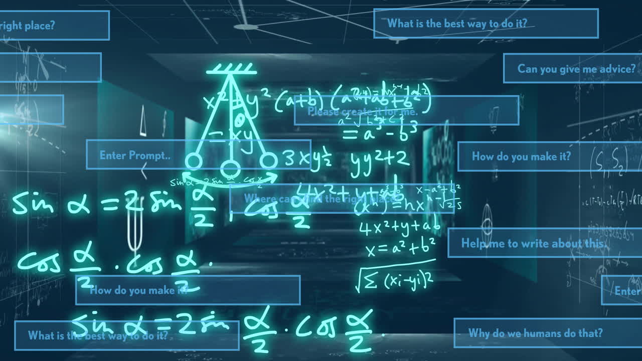 Animation of ai text and mathematical data processing