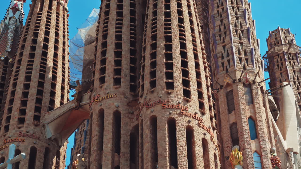The Sagrada Familia and construction works in Barcelona, Spain