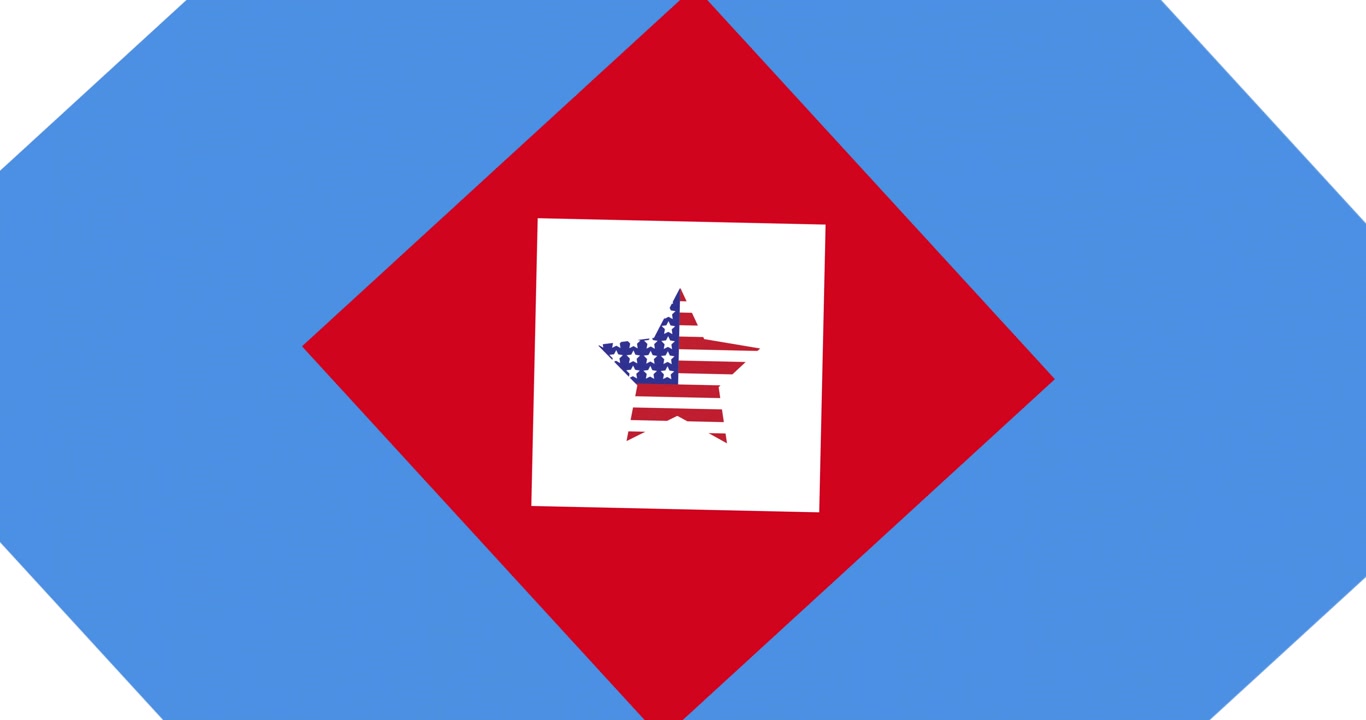 Animazione di stella su colori rosso, bianco e blu della bandiera americana