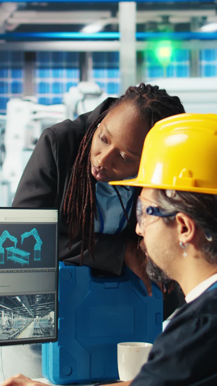 Vertical Video Photovoltaics Factory Manager Supervising Work Done By Specialist