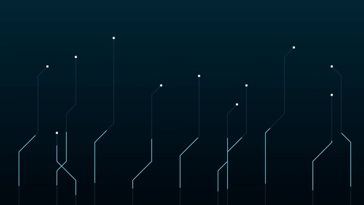Linee di circuito digitali astratte in movimento su sfondo scuro