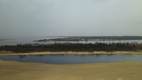 scenic spot and tourist attraction by the bank of vistula river at mewia lacha nature reserve in gdansk, poland