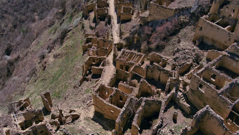 medieval stone ruins of an old mountain village