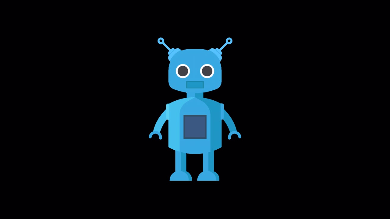 Animated Blue Robot Character Appearing and Disappearing