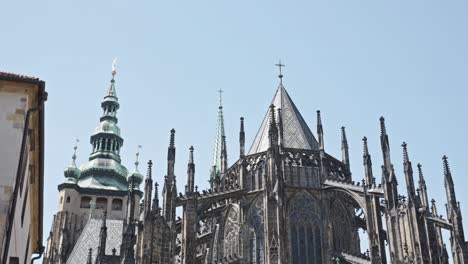 spires of the metropolitan cathedral of saint vitus in prague, czech republic