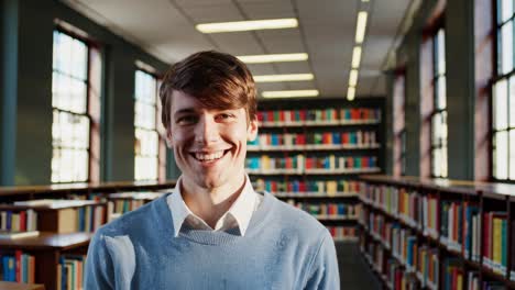 young man in a library