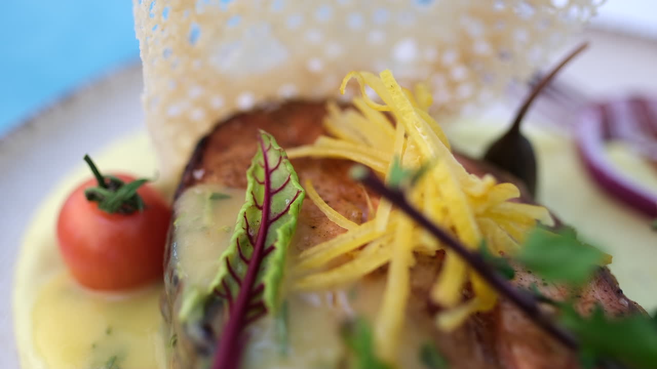 Grilled Salmon with Lemon Sauce and Herbs