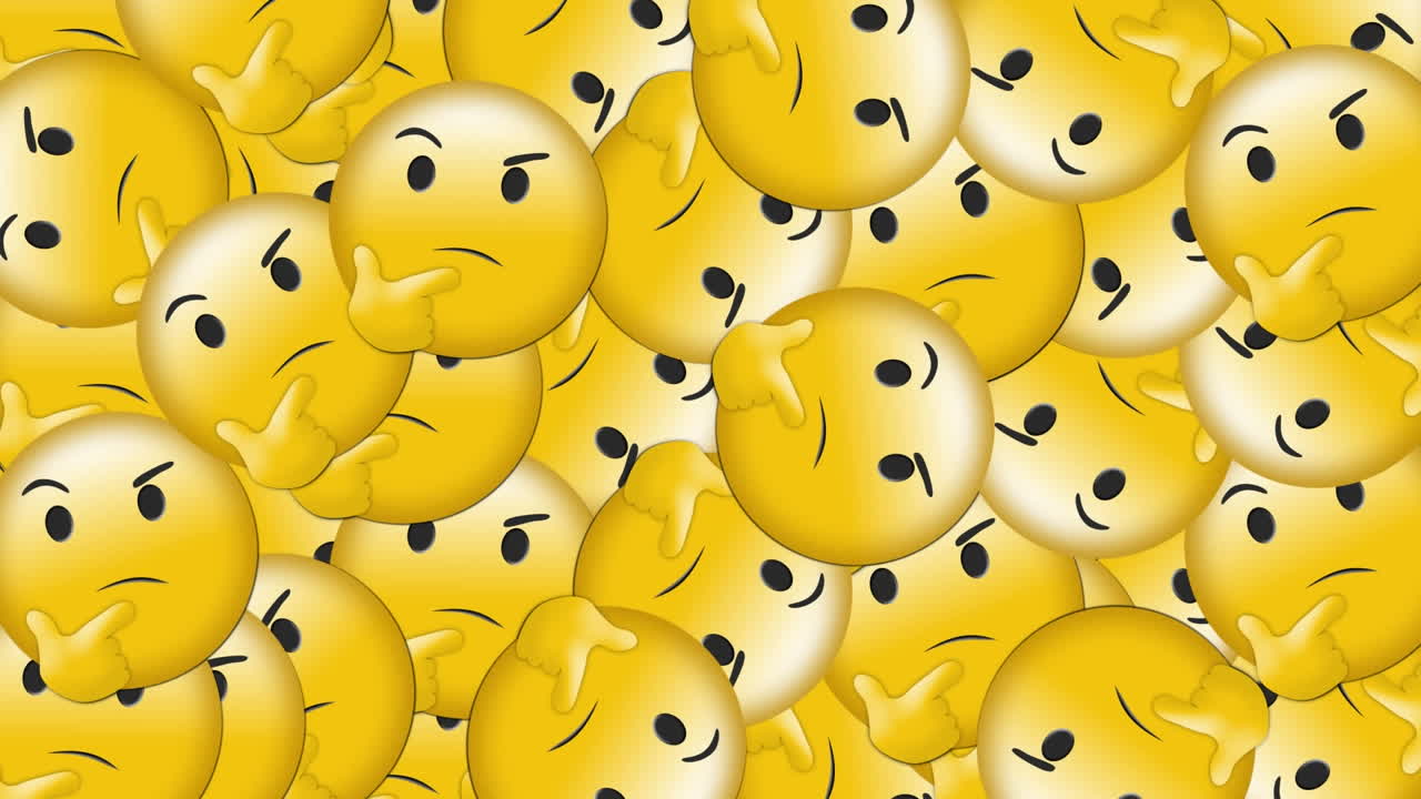 Анимация иконок эмодзи на синем фоне