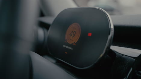 car dashboard display showing speed