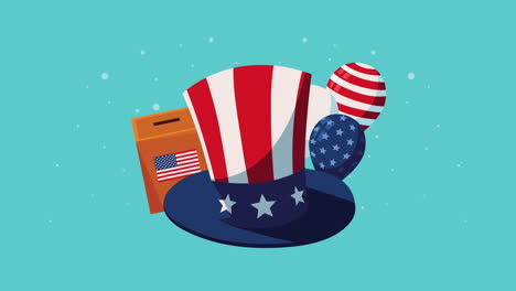 usa flag in tophat animation