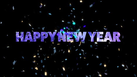 Animation-of-happy-new-year-text-and-confetti-on-black-background